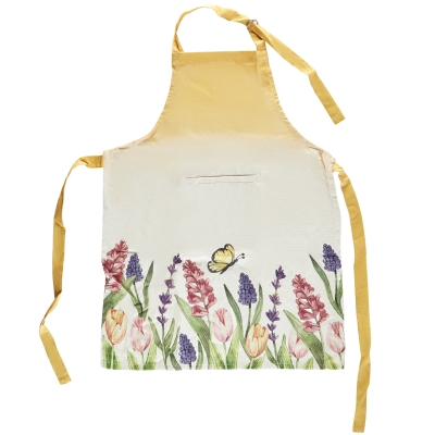 Delantal Flores Algodón Amarillo 24x31"