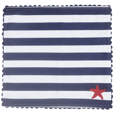 Servilleta Mar de Algodón Blanco y Azul