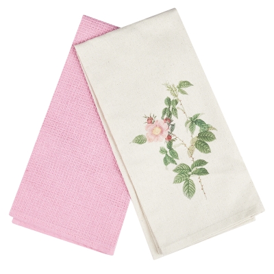Toallas de Cocina Flower Algodón Rosado 2 Piezas 20x28 Pulgadas