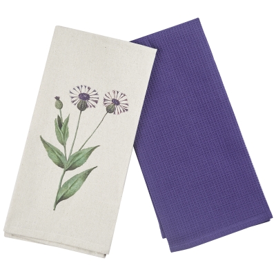 Toallas de Cocina Flower Algodón Violeta 2 Piezas 20x28 Pulgadas