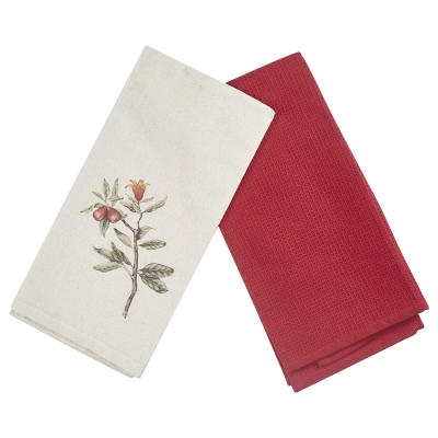 Toallas de Cocina Flower Algodón Naranja 2 Piezas 20x28 Pulgadas