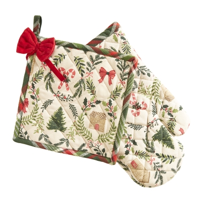 Guante Agarrador Navidad Haus Faith 2Piezas Tela Multicolor Pulgadas