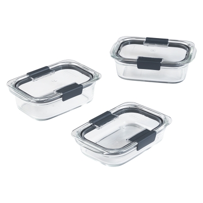 Contenedor de Vidrio Rubbermaid Brilliance Rectangular 3 Piezas