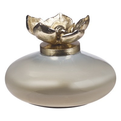Centro Mesa con Flor Metalica Champagne Grande 10x6 Pulgadas
