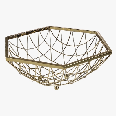 Canasta Hexagonal Acero Inoxidable Dorado 15x13x6"