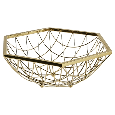 Canasta Hexagonal Acero Inoxidable Dorado 15x13x6"