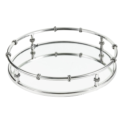 Bandeja Decorativa Espejo Inox Redonda 13x2 Pulgadas