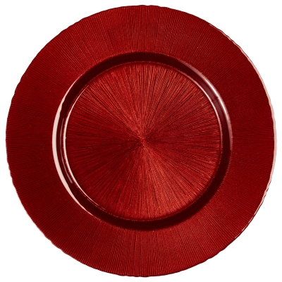 Plato Base Focus de Vidrio Rojo 13 Pulgadas