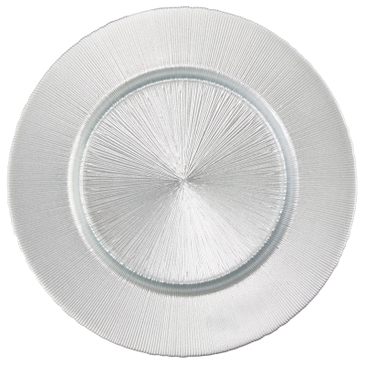 Plato Base Focus de Vidrio Plateado 13 Pulgadas