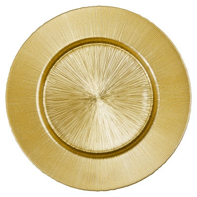 Plato Base Focus de Vidrio Dorado 13 Pulgadas