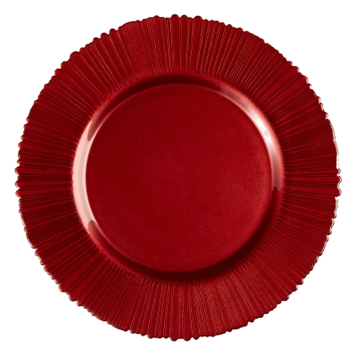 Plato Base Klimt de Vidrio Rojo 13 Pulgadas