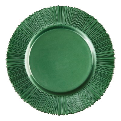 Plato Base Klimt de Vidrio Verde Esmeralda 13 Pulgadas