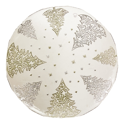 Plato Base Winter de Vidrio Plateado Champagne 13 Pulgadas