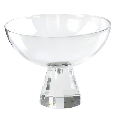 Bowl con Base Cristal Transparente Plateado 5x3 Pulgadas