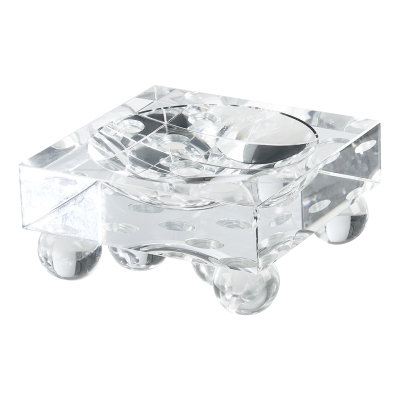 Bowl Cuadrado con Base Esférica Cristal Transparente 6x3 Pulgadas