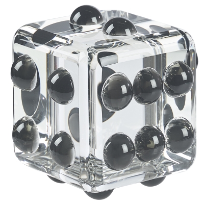 Dado Decorativo Cristal Transparente Negro 5x5 Pulgadas