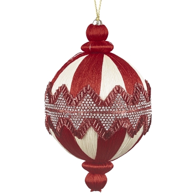 Bola Rojo y Blanco con Pedrería 4 Pulgadas