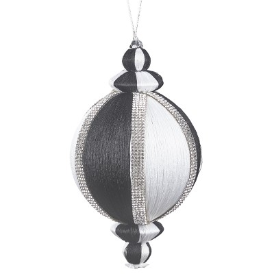 Bola Blanco y Negro Pedrería Dorada 6 Pulgadas