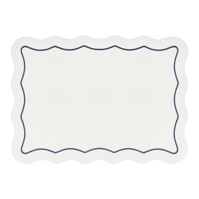 Individual Rectangular Lucille PVC Blanco y Azul 17x13 Pulgadas