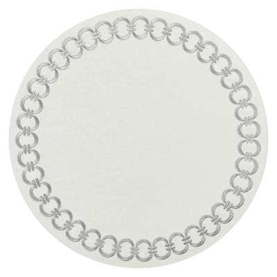 Individual Maddie Redondo de PVC Plateado 15"