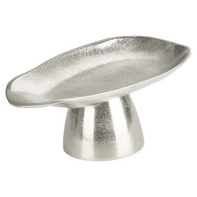 Centro de Mesa Ovalado Metal Plateado 13x7x5"