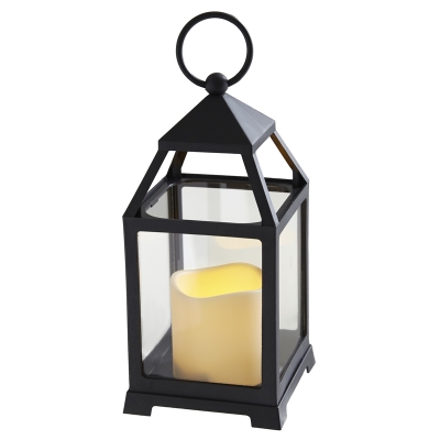 Linterna con Vela LED Plástico Negra 4x9"