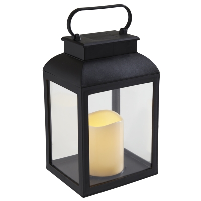Linterna con Vela LED Plástico Negra 6x5x10"