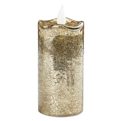 Vela Decorativa LED Vidrio Dorada 4x7 Pulgadas