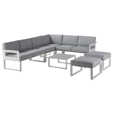 Set de Esquinero de Exterior Odyssea 4 Plazas en Aluminio Blanco
