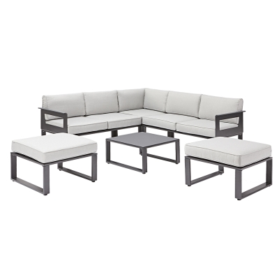 Set de Esquinero de Exterior Odyssea 4 Plazas en Aluminio Gris Oscuro