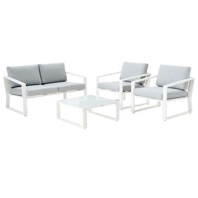 Set de Sofás de Exterior Lyra 4 Plazas en Aluminio Blanco