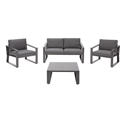 Set de Sofás de Exterior Lyra 4 Plazas en Aluminio Gris Oscuro