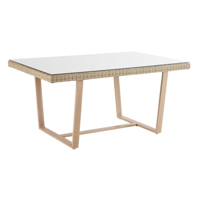 Mesa Comedor de Exterior Medena de Aluminio y Vidrio Natural 39 x 79 x 29"