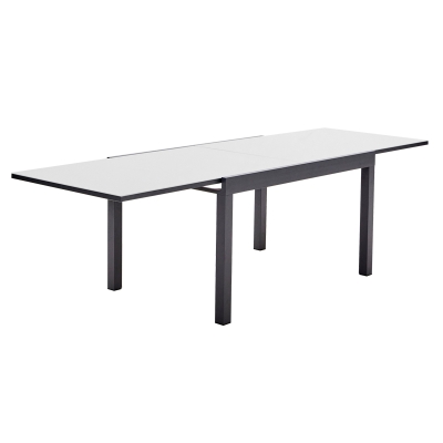 Mesa Comedor de Exterior Lyra II de Aluminio y Vidrio Gris 53/106 x 35"