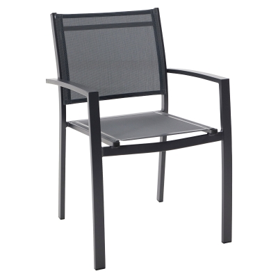 Silla de Exterior con Brazo Lyra Aluminio Gris Oscuro 22 x 22 x 34"