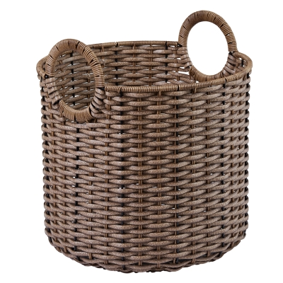 Canasta con Asas Poliratán Marrón 14 x 13 Pulgadas