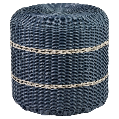 Otomán Poliratán Azul 16 x 16 Pulgadas