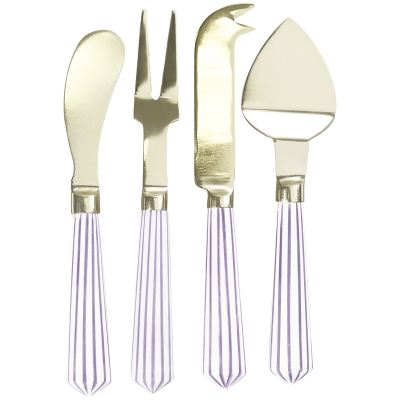 Cuchillo Trinche Acero Inoxidable Resina Dorado 4Pza