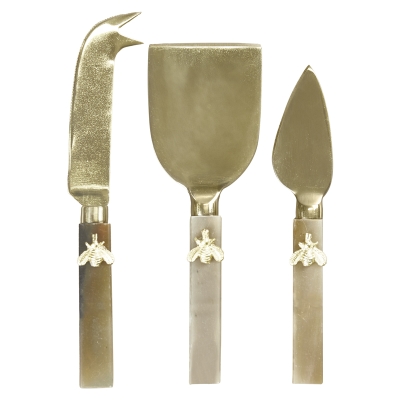 Cuchillo Queso Acero Inoxidable Hueso Dorado 3Pza