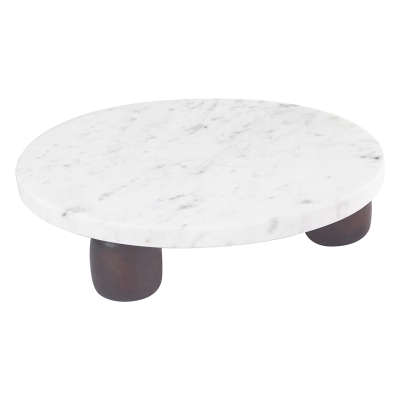 Tabla Servir Mármol Madera Rojo Blanco 10"