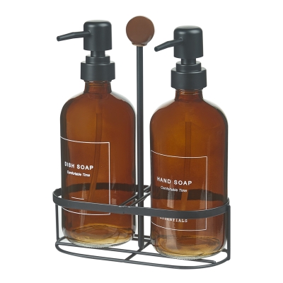 Dispensadores de Jabón Vidrio Marrón 7x3x9"
