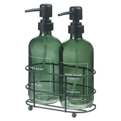 Dispensadores de Jabón Vidrio Verde Claro 6x4x9"