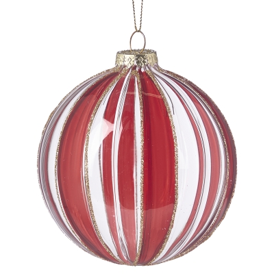 Bola Transparente Rayas Rojas 4 Pulgadas