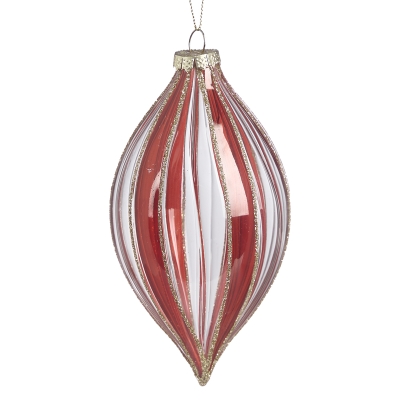 Bola Ovalada Transparente Rayas Rojas 4 Pulgadas