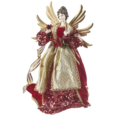 Figura Ángel Nav Joy Decorativo Resina Rojo/Dorado 16 Pulgadas