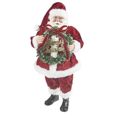 Figura Santa Claus Nav Joy Decorativo Resina Rojo 14 Pulgadas