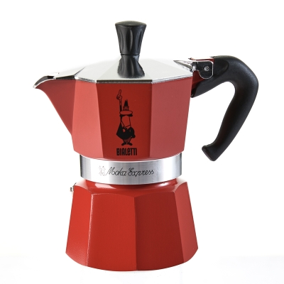 Cafetera Bialetti Moka Aluminio Rojo 3 Tz