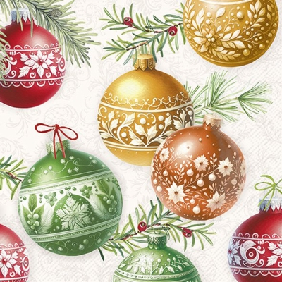 Servilleta para Almuerzo de Papel Bolas Navideñas