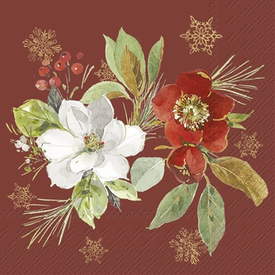 Servilleta para Cóctel de Papel Flor de Pascua Roja