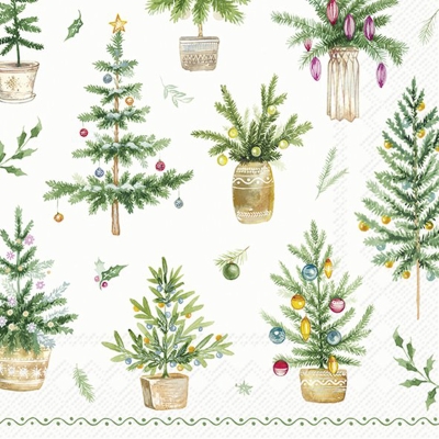 Servilleta para Almuerzo de Papel Pinos Navideños